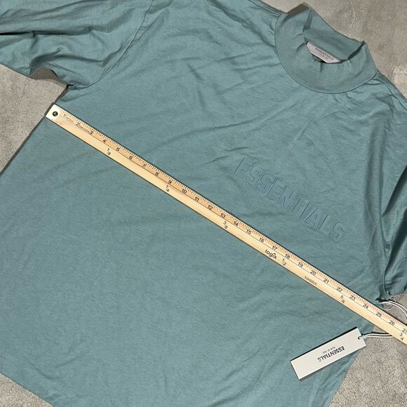 FEAR OF GOD Shirt Mens M Sycamore ESSENTIALS Oversized Mock Long Sleeve NEW - Picture 7 of 9